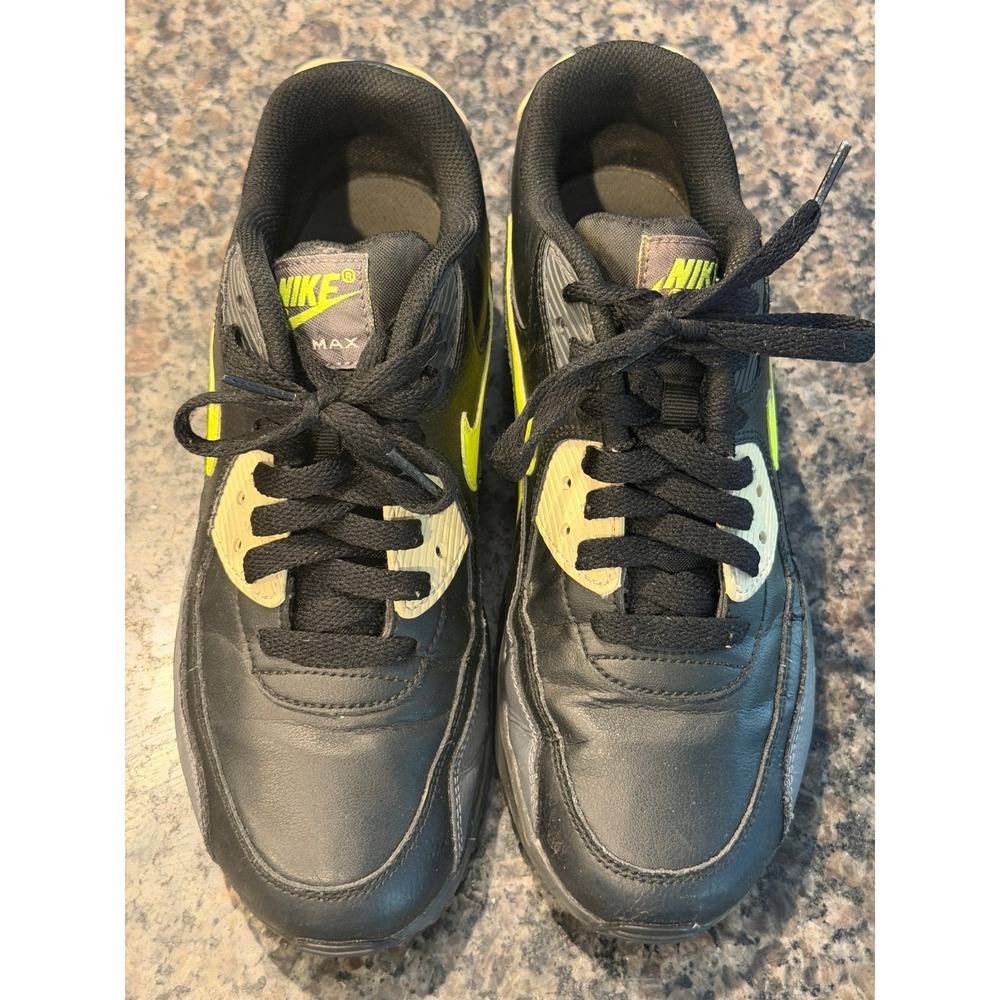 Nike Air‎ Max 90 Black Grey Volt Yellow Sneakers 833412-023 Mens 6.5Y Womens 8